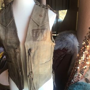 Handmade Branded Leather Vest L